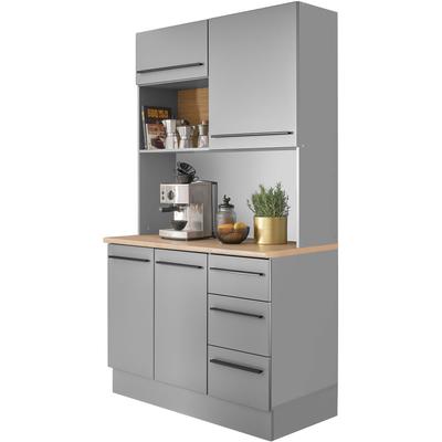 Buffet BASIC BY BALCULINA "Denver, Küchenbuffet BxHxT 120x211x60", grau matt, grau matt, lanzelot eiche, B:120cm H:211cm T:60cm, Holzwerkstoff, Schränke, Breite 120cm, Soft-Close für Türen und Schubkästen Image