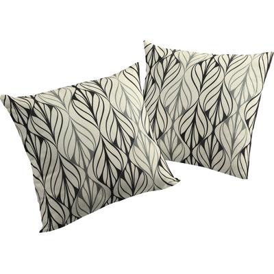 Dekokissen ADAM "Kissenhülle Wave", schwarz (schwarz, dunkelgrau, bedruckt), B:40cm L:40cm, Leinen, Baumwolle, Dekokissen_Sitzkissen_Kissenhüllen, aus Bio-Baumwolle, Kissenhülle ohne Füllung, 1 Stück Image