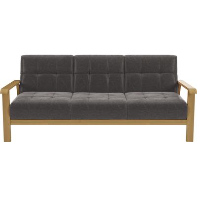 3-Sitzer SIT & MORE "Billund", grau (anthrazit), B:199cm H:88cm T:106cm, 100% Polyester, Sofas, Armlehnen aus eichefarbigem Buchenholz, verschiedene Bezüge und Farben Image