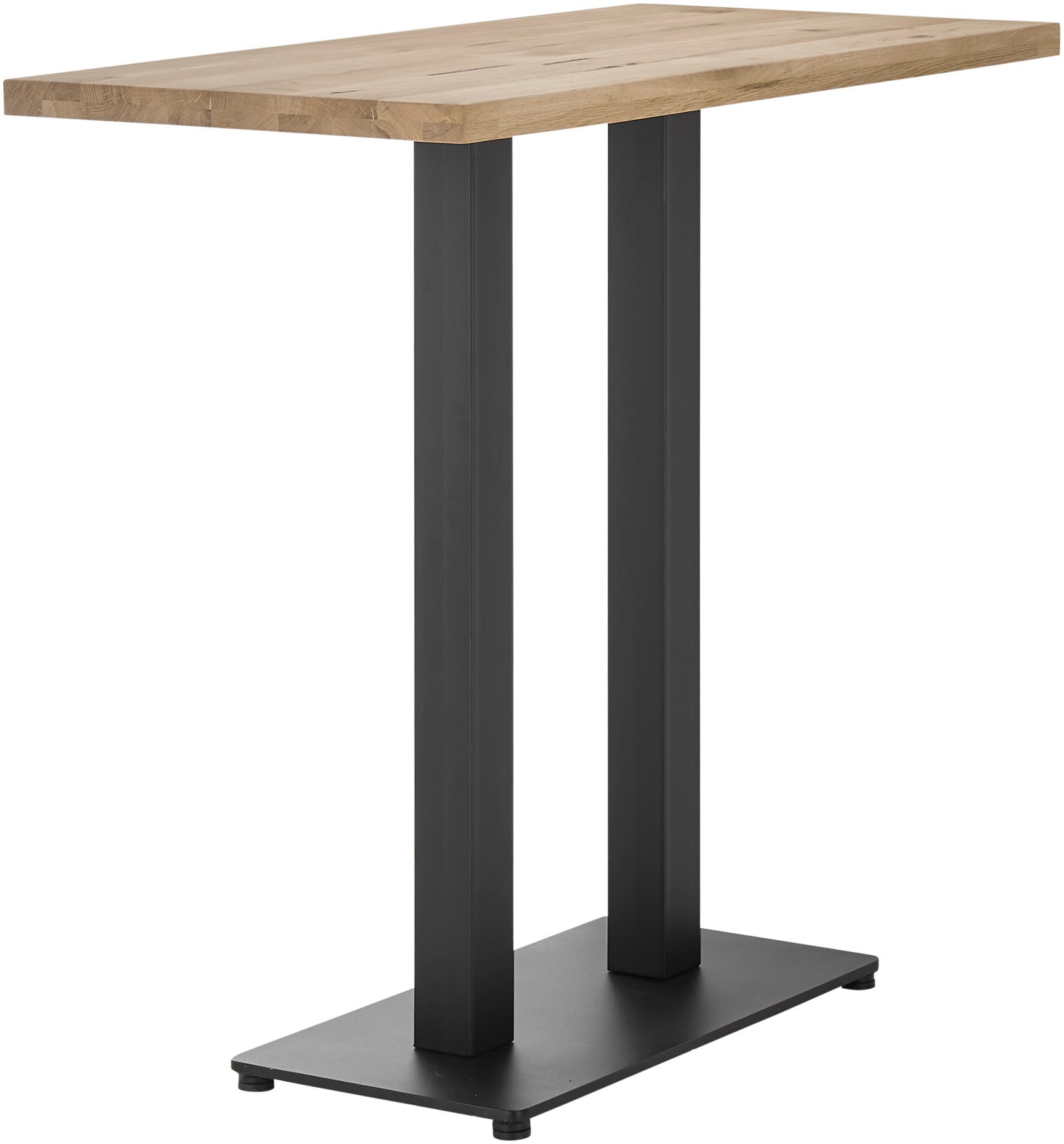 Bartisch STOLKOM "Jay Eiche Massivholz geölt, Hochtisch BxHxT 120x104x60 cm", braun (eiche massiv, schwarz, eiche massiv), H:104cm, Tische, Industrial Style Eiche Massivholz geölt durchgehende Lamelle