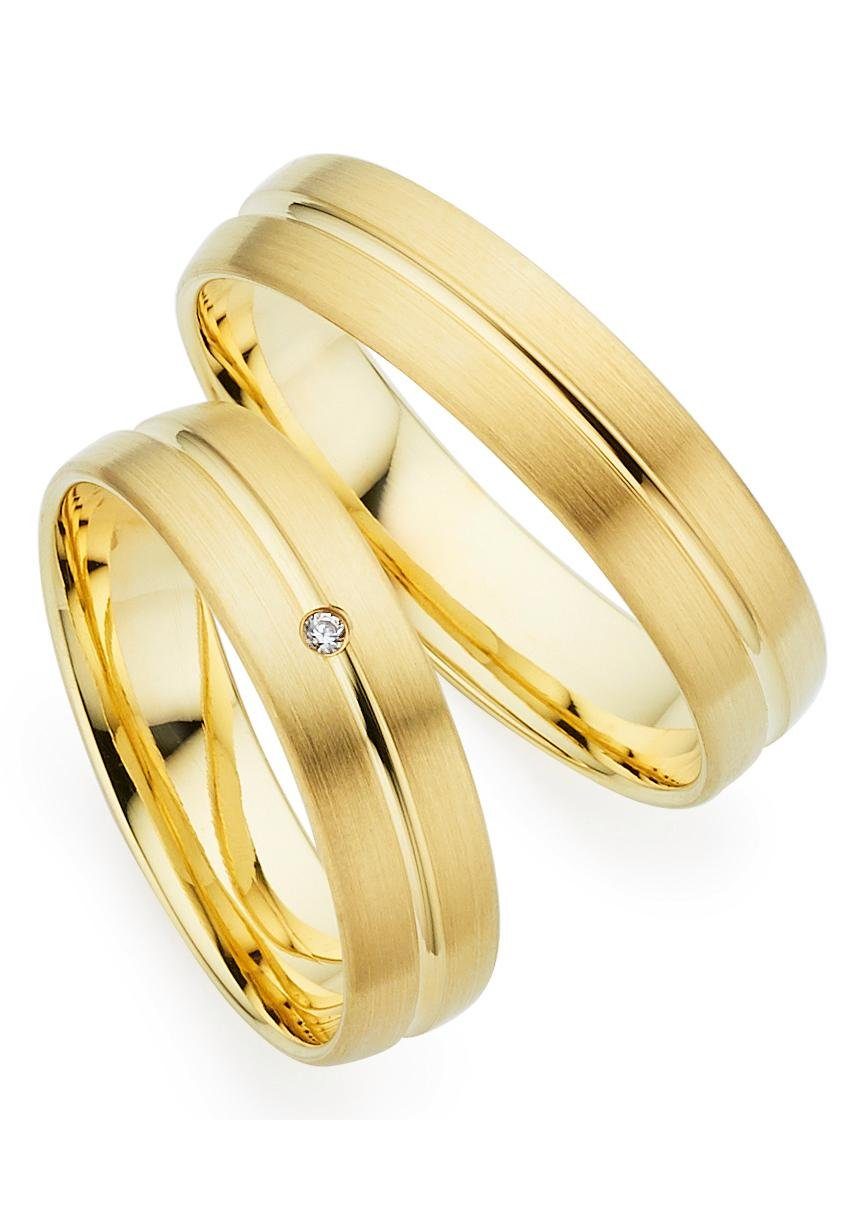 Trauring PHÖNIX "Schmuck Geschenk Gold 333 Trauring Ehering LIEBE versch. Varianten" Gr. 55, gold (gelbgoldfarben), Fingerringe, 55, ohne Brillant, Gelbgold 333, 5mm, Made in Germany, wahlweise mit oder ohne Brillant Image