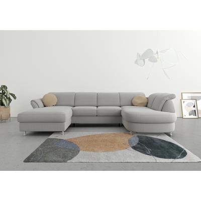 Wohnlandschaft SIT & MORE "Apulia U-Form", silber, B:304cm H:78cm T:192cm, Webstoff (100% Polyester), Struktur weich (90% Polyester, 10% Polyamid), Luxus-Microfaser Euphoria (100% Polyester), Sofas, wahlweise Bettfunktion, Bettkasten und Kopf- und... Image