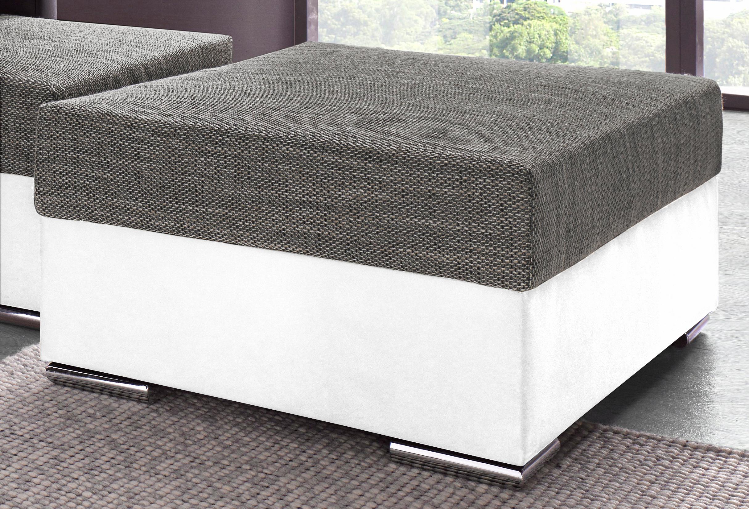 Hocker COLLECTION AB "John, B: 100 cm", grau (weiß, grau), B:100cm H:40cm T:70cm, Struktur (100% Polyester);Kunstleder SOFTLUX / Struktur (80% Polyester; 20% Polyacryl);Microfaser PRIMABELLE (100% Polyester) / Struktur (100% Polyester), Hocker,... Image