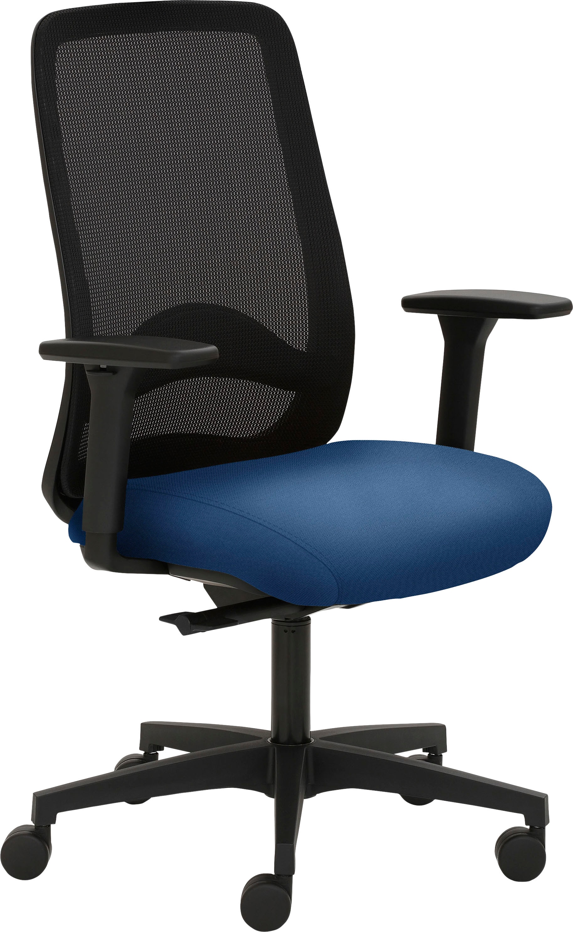 Drehstuhl MAYER SITZMÖBEL "2228", blau (blau, schwarz), B:70cm H:105cm T:63cm, Stühle, Bürodrehstuhl, höhenverstellbare Armlehnen, Sitztiefenverstellung Image