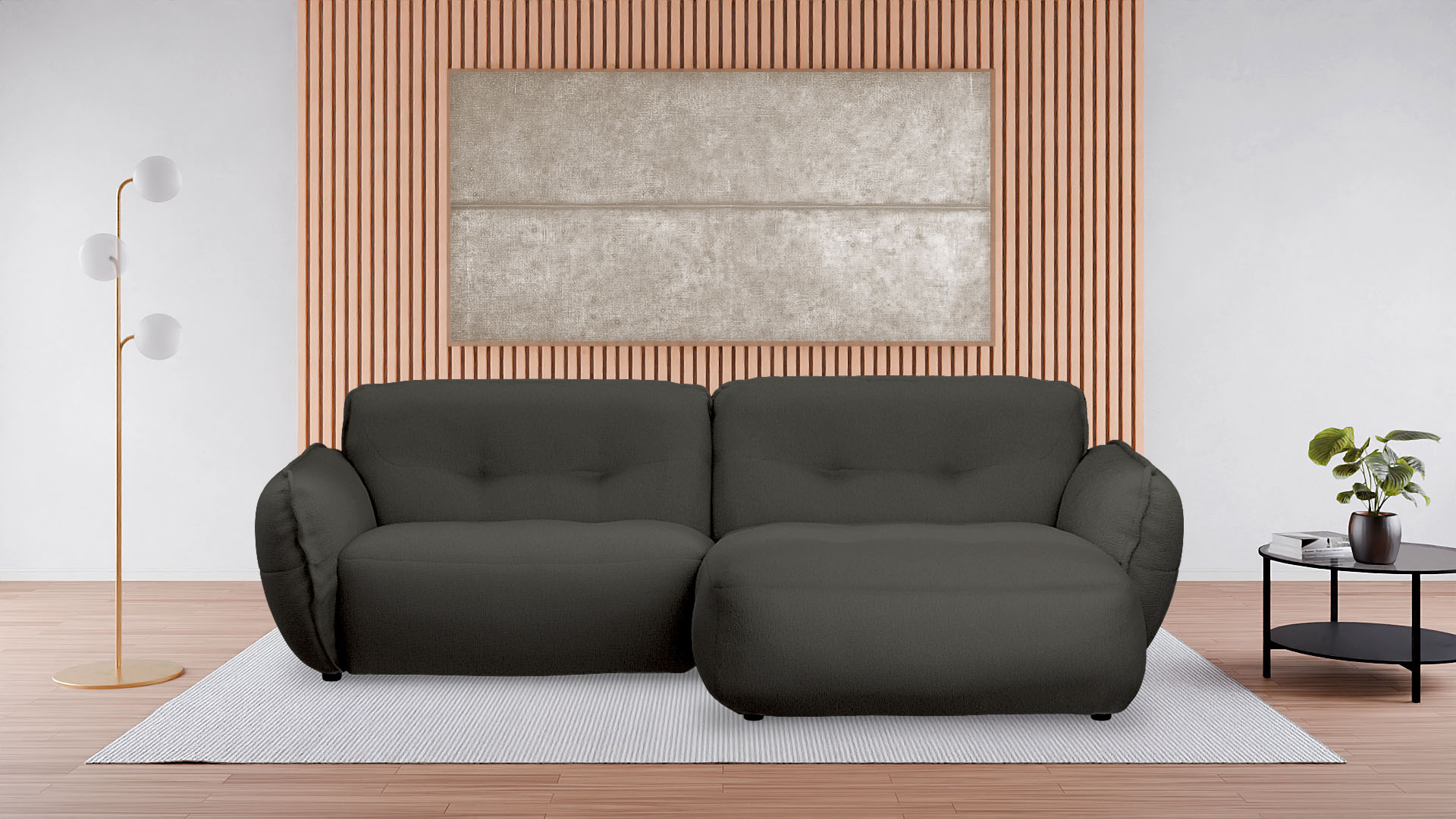 Ecksofa BETYPE "Be Fluffy Mega Sofa, bequem, viel Platz, Breite 289cm, L-Form", grau (anthracit), B:289cm H:87cm T:184cm, 100% Polyester, Sofas, Ecksofa, Softes Sitzgefühl, moderne Kedernaht, hochwertiger Bezug