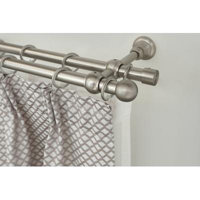 Gardinenstange GARESA "ANDREA", silber (mattnickelfarben), L:260cm Ø:20mm, Metall, Gardinenstangen, Vorhanggarnitur, verlängerbar, Endknopf Kugel kurz, mit Ringen Image