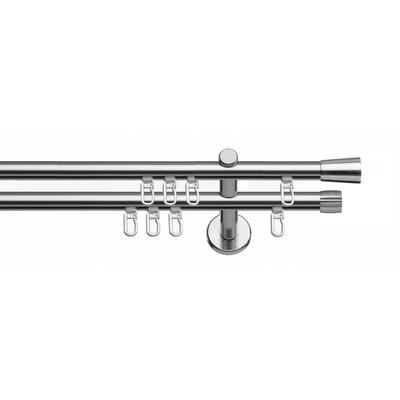 Gardinenstange INDEKO "Arosa", silber (edelstahlfarben), L:190cm Ø:16mm, Gardinenstangen, Innenlauf Komplett-Set inkl. Gleitern und Montagematerial Image