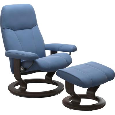 Relaxsessel STRESSLESS "Consul", blau (lazuli blau), B:85cm H:100cm T:77cm, Leder BATICK: BATICK ist ein leicht korrigiertes, durchgefärbtes und genarbtes Möbelleder, bei dem die meisten Unebenheiten und Spuren in der Regel entfernt wurden., Leder... Image