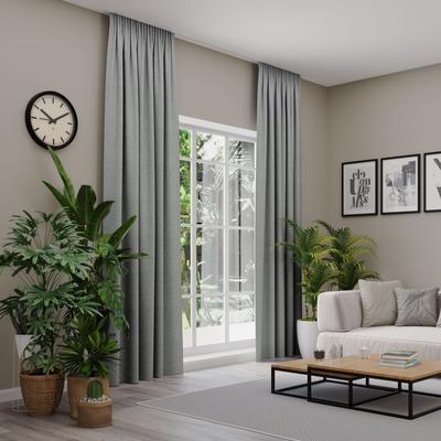 Vorhang nach Maß NEUTEX FOR YOU "ARUBA", grau (helltaupe), B:137cm H:255cm, Jacquard, Obermaterial: 100% Polyester, Gardinen nach Maß, Uni Dimout, hochwertige Webstruktur Image
