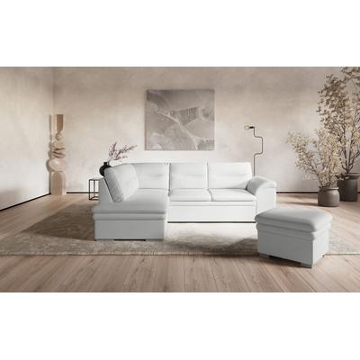 Ecksofa COTTA "Leandra L-Form", weiß (altweiß), B:250cm H:88cm T:90cm, NaturLEDER: Bitte beachten Sie, dass Lederbezüge mehr Nähte aufweisen als Stoffbezüge., Kunstleder Softlux, NaturLEDER (echtes Rindsleder) in Sitz und Rücken., Luxus-Microfaser... Image