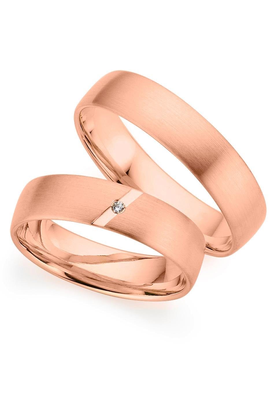 Trauring PHÖNIX "Schmuck Geschenk Gold 333 Trauring Ehering LIEBE versch. Varianten" Gr. 52, rosa (roségoldfarben), Fingerringe, 52, ohne Brillant, Roségold 333, 5mm, Made in Germany, wahlweise mit oder ohne Brillant Image