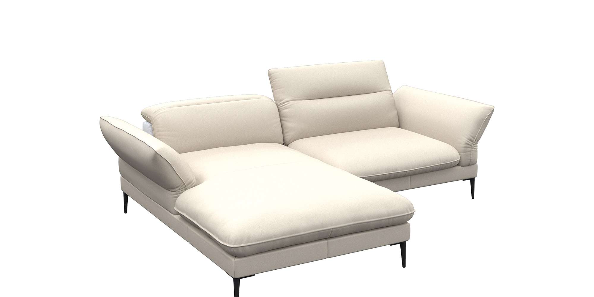 FLEXLUX "Salino, Funktionssofa mit Recamiere, Relaxsofa, Ecksofa" Sofa mit Arm- und Kopfteil-Verstellungen, Kaltschaum & Stahl-Wellen