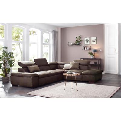 Ecksofa HOME AFFAIRE "Alberto L-Form", braun (dunkelbraun), B:272cm H:73cm T:226cm, 100% Polyester, Luxus-Microfaser weich (9)0% Polyester / 10% Polyamid, Luxus-Microfaser Vintageoptik (100% Polyester), Microfaser Antiklederoptik (100% Polyester),... Image