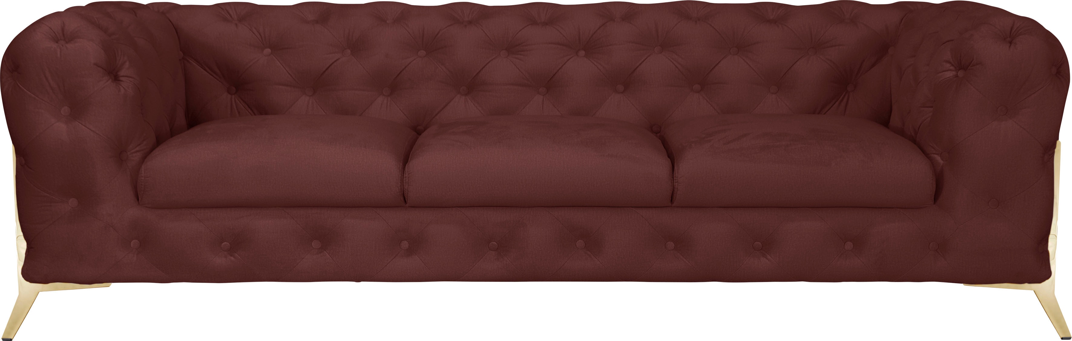 Chesterfield-Sofa HOME AFFAIRE "Amaury", rosa (rose), B:243cm H:75cm T:99cm, Struktur (100% Polyester9;Samtoptik (100% Polyester), Sofas, aufwändige Knopfheftung, moderne Chesterfield Optik, Fußfarbe wählbar