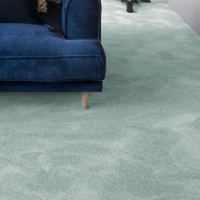 Teppichboden ANDIAMO "Levin, Velours, Made in Belgium", blau, B:400cm H:10mm L:500cm, Kunstfaser, Teppiche, Uni Farben, Breite 400 cm oder 500 cm, weiche Qualität Image