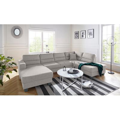 Wohnlandschaft TRENDMANUFAKTUR "Chamber, zeitlos und modern, bequem, hoher Sitzkomfort, U-Form", grau (quiet grau), B:310cm H:85cm T:203cm, Sofas, wahlweise mit Schlaffunktion Image