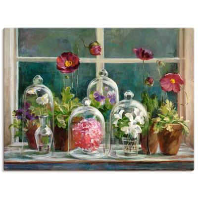 Leinwandbild ARTLAND "Lila Mohnsammlung am Fenster", grün (farbe bild(er): grün), B:80cm H:60cm, Canvas, Leinwand, Bilder, auf Keilrahmen gespannt Image