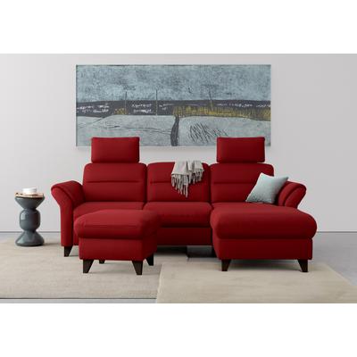 Ecksofa SIT & MORE "Mellum L-Form", rot (bordeaux), B:250cm H:87cm T:163cm, 100% Polyester, Sofas, Federkern, wahlweise mit Bettfunktion, Bettkasten und Armteilfunktion Image