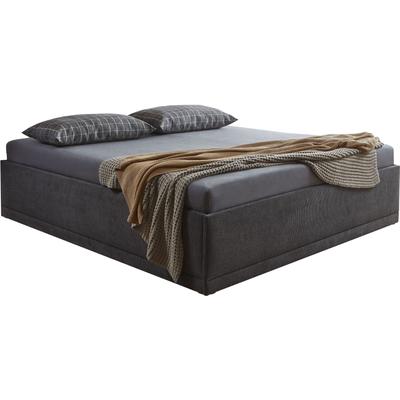 Polsterbett "Texel", schwarz, B:206cm H:42cm L:206cm, Bezug Bett: Veloursstoff 100% Polyester oder Microfaser (100% Polyester), Bonnell-Federkernmatratze: 51% Polypropylen, 39% Polyester und 10% Baumwolle, Kaltschaummatratze: 100% Polyester, Bezug... Image
