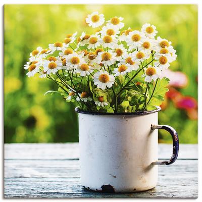 Wandbild ARTLAND "Frühlingsgarten mit Gänseblümchen", grün (farbe bild(er): grün), B:30cm H:30cm T:1,8cm, Canvas, Leinwand, Bilder, als Leinwandbild, Poster, Wandaufkleber in verschied. Größen Image