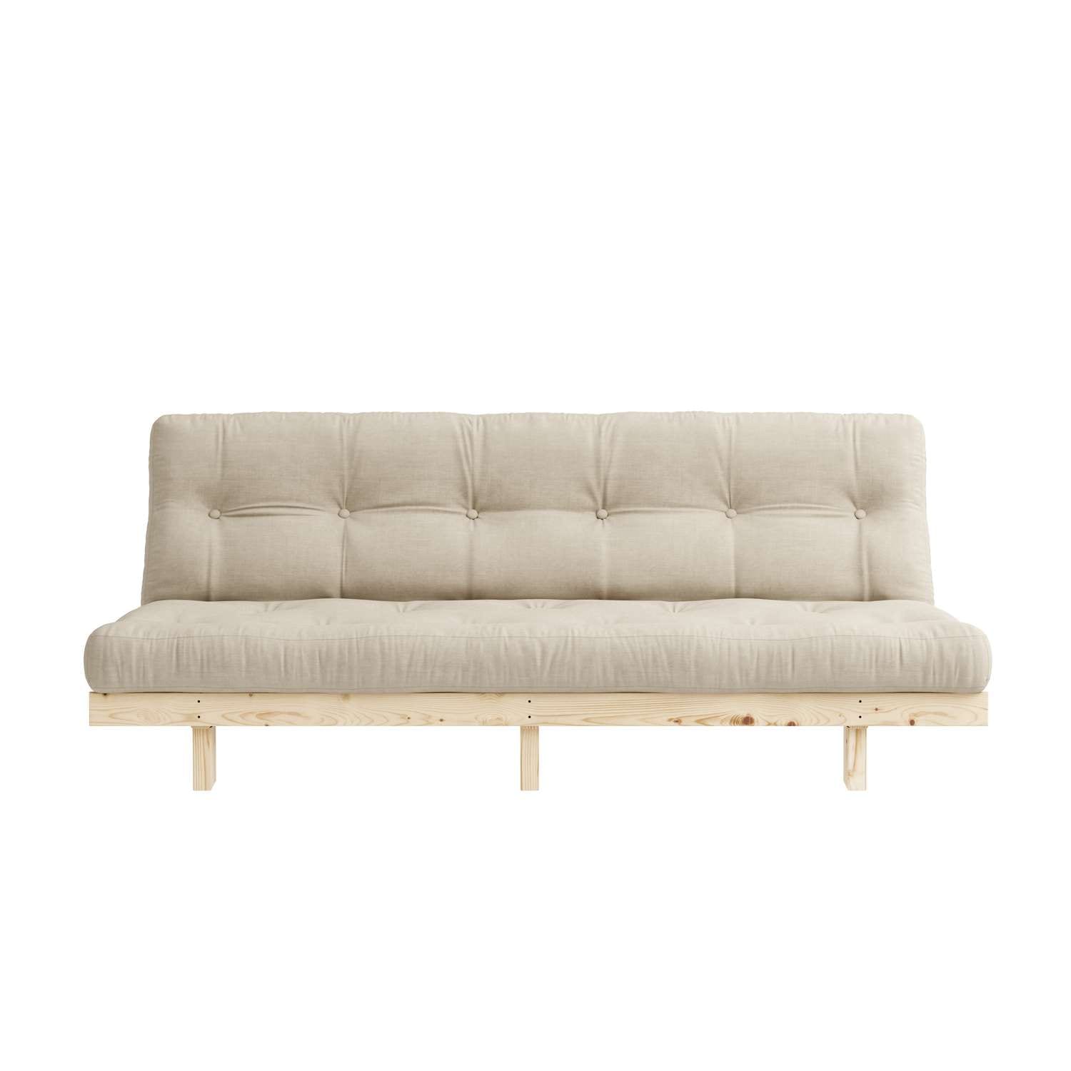 Schlafsofa KARUP DESIGN "Lean 200 Schlafsofa, Gästebett, Sofa mit Futonmatratze", beige, B:200cm H:73cm T:100cm, Bezug: 80% Baumwolle, 20% Polyester, Sofas, Schlafsofa, Inkl. Futonmatratze, Liegefläche 130x200 cm, FSC zertifizierte Kiefer