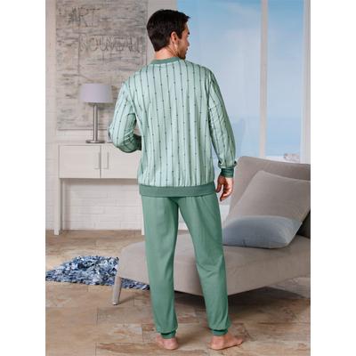 Schlafanzug KINGS CLUB, Herren, Gr. 60/62, grün (mint, petrol), 100% Baumwolle, Langarm, Homewear-Sets Image