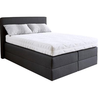 Boxspringbett, grau (charcoal), B:155cm L:205cm, Strukturstoff (77% Polyester und 23% Viskose), WESTFALIA SCHLAFKOMFORT, Komplettbetten, Boxspringbett, wahlweise mit Kaltschaum-Topper Image