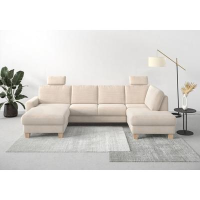 Wohnlandschaft HOME AFFAIRE "Summer U-Form", beige (creme), B:314cm H:91cm T:170cm, 100% Polyester, Sofas, mit oder ohne Bettfunktion und Bettkasten, Cord-Bezug Image