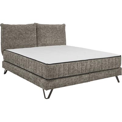 Boxspringbett "Baldwin", grau (mixed grau), B:202cm L:212cm, 100% Polyester, SET ONE BY MUSTERRING, Komplettbetten, Liegefläche 180 x 200 cm, Duo-Matratze (H3/H4), Kopfteil zweigeteilt Image