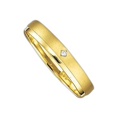 Trauring FIRETTI "Schmuck Geschenk Gold 375 Hochzeit Ehering Trauring "LIEBE" Gr. 16,5, gold (gelbgoldfarben), Fingerringe, 16,5, 0,01 ct SI = kleine Einschlüsse mit Brillant, Gelbgold 375, 3,5mm, Made in Germany, wahlweise mit oder ohne Brillant Image