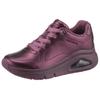 Sneaker SKECHERS "UNO ICON - LUSTROUS AIR", Damen, Gr. 39, rot (weinfarben), Leder, metallic, modisch, Schuhe, Keilsneaker, Plateausneaker, Schnürschuh im Metallic Look