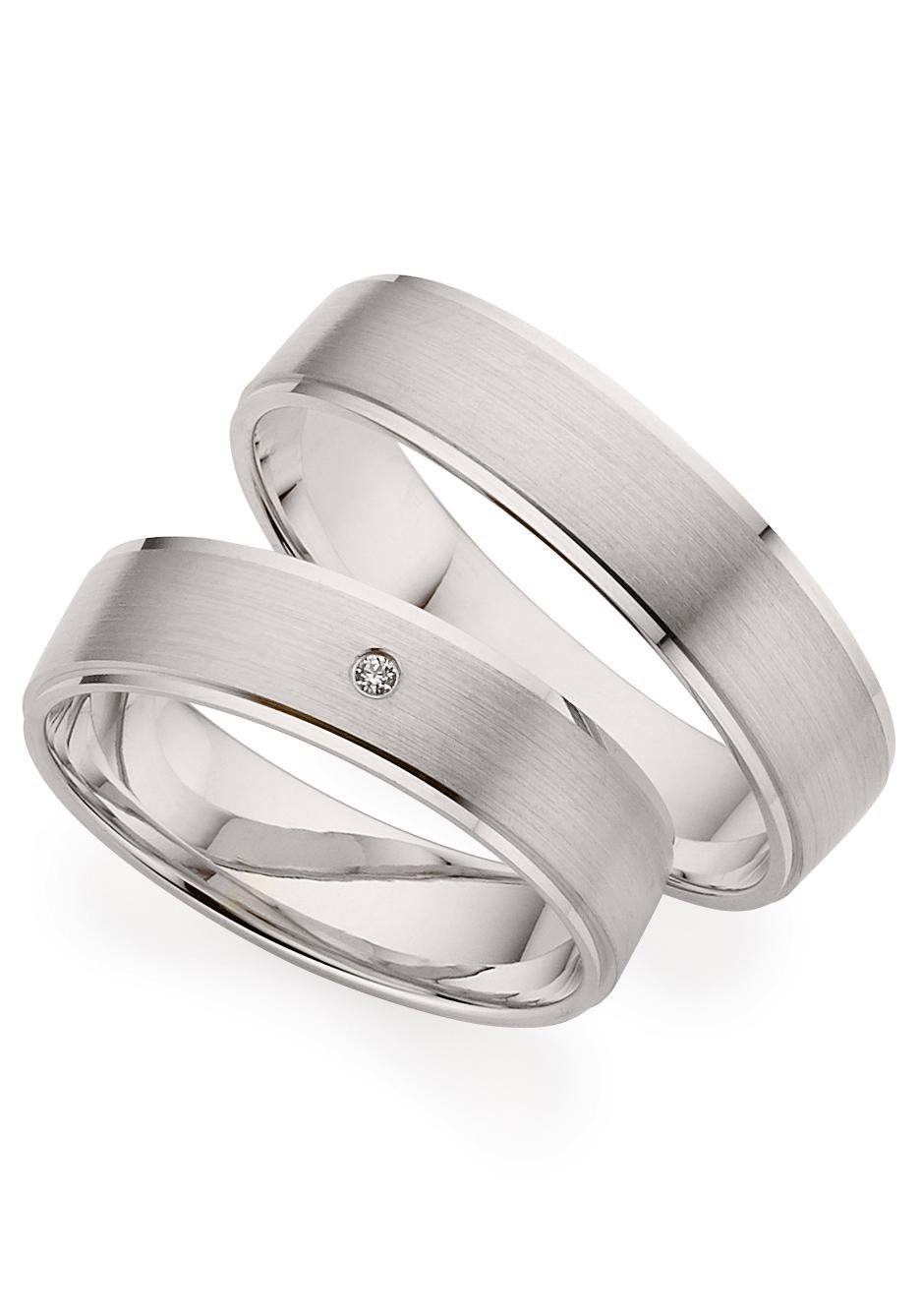 Trauring PHÖNIX "Schmuck Geschenk Gold 333 Trauring Ehering LIEBE versch. Varianten" Gr. 51, weiß (weißgoldfarben), Fingerringe, 51, ohne Brillant, Weißgold 333, 5mm, Made in Germany, wahlweise mit oder ohne Brillant Image