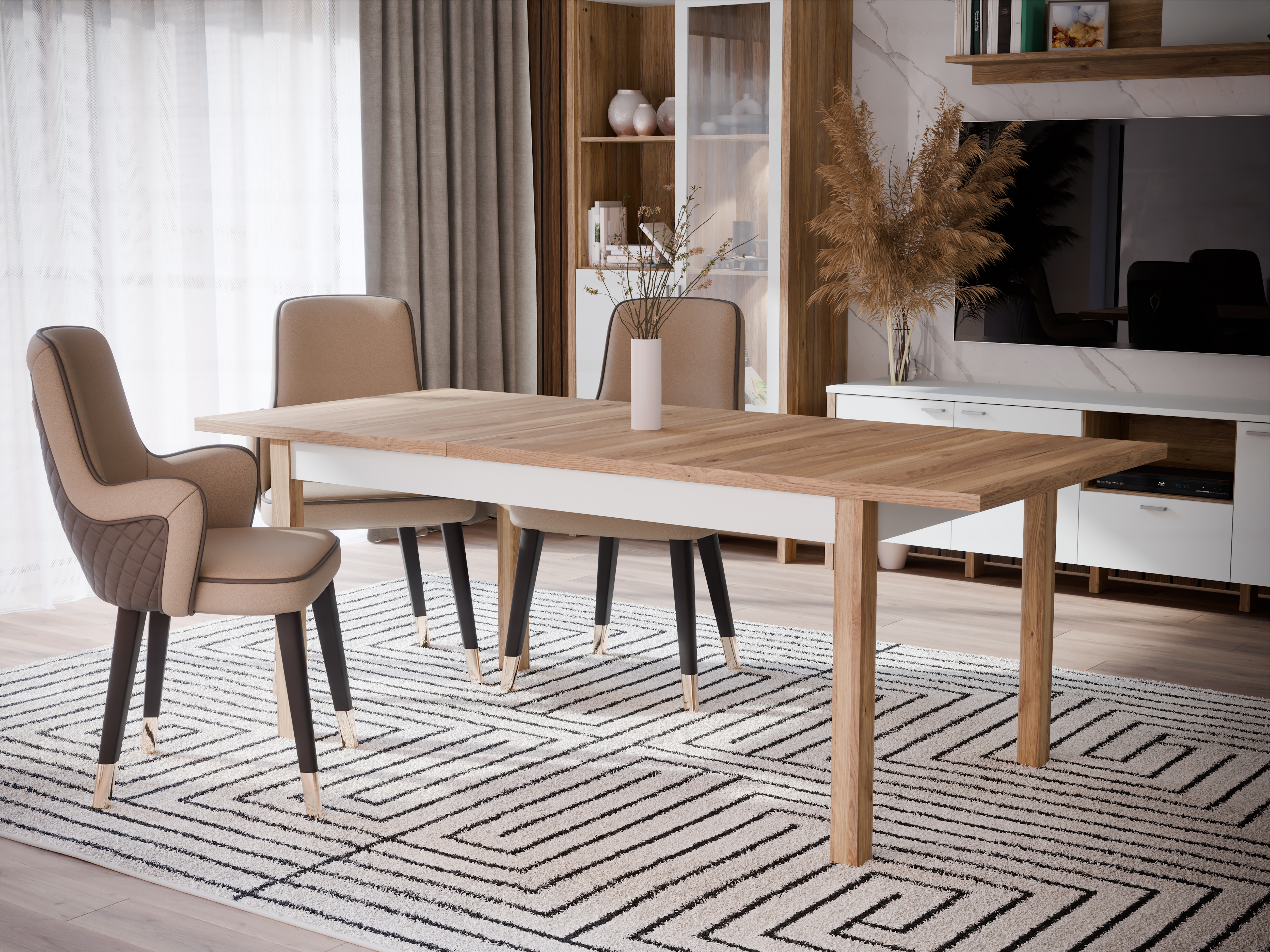 Esstisch FORTE "Saitama", grau (mauvella eiche, secret grau, mauvella eiche, mauvella eiche), B:160,4cm H:76,6cm T:90cm, Tische