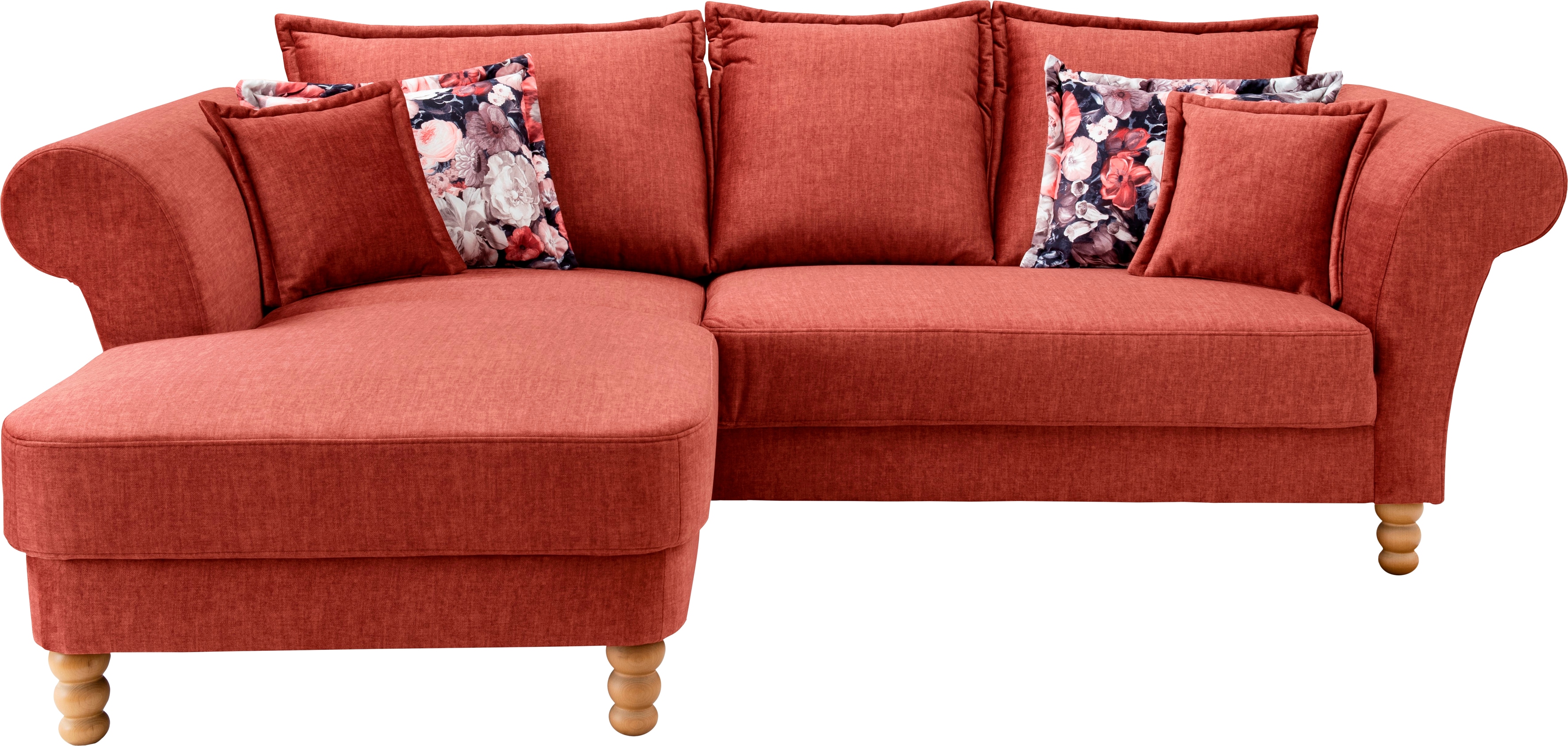 Ecksofa HOME AFFAIRE "Tassilo Mega Polsterecke mit Kaltschaum im Sitz, bequem, L-Form", orange (koralle), B:262cm H:95cm T:198cm, 100% Polyester, Sofas, Ecksofa