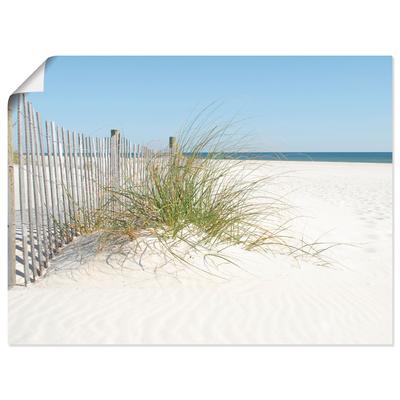 Wandbild ARTLAND "Schöne Sanddüne mit Gräsern und Zaun", beige (farbe bild(er): naturfarben), B:80cm H:60cm T:0,1cm, Papier, Bilder, als Leinwandbild, Poster in verschied. Größen Image