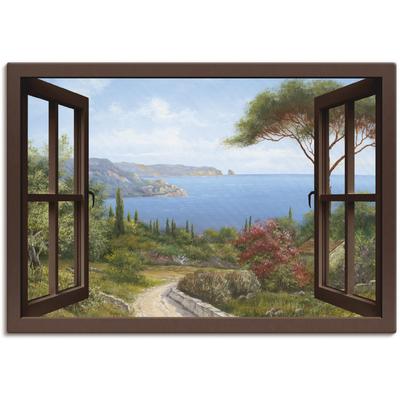 Wandbild ARTLAND "Fensterblick Frühlingsmorgen", braun (farbe bild(er): braun), B:130cm H:90cm, Canvas, Leinwand, Bilder, als Leinwandbild, Poster, Wandaufkleber in verschied. Größen Image