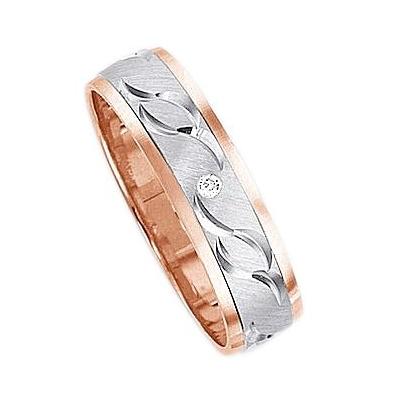 Trauring FIRETTI "Schmuck Geschenk Gold 375 Hochzeit Ehering Trauring "LIEBE" Gr. 22, rosa (weißgoldfarben, roségoldfarben), Fingerringe, 22, 0,01 ct SI = kleine Einschlüsse mit Brillant, Weißgold 375-Roségold 375, 5mm, Weißgold 375, Rosu00e9gold... Image
