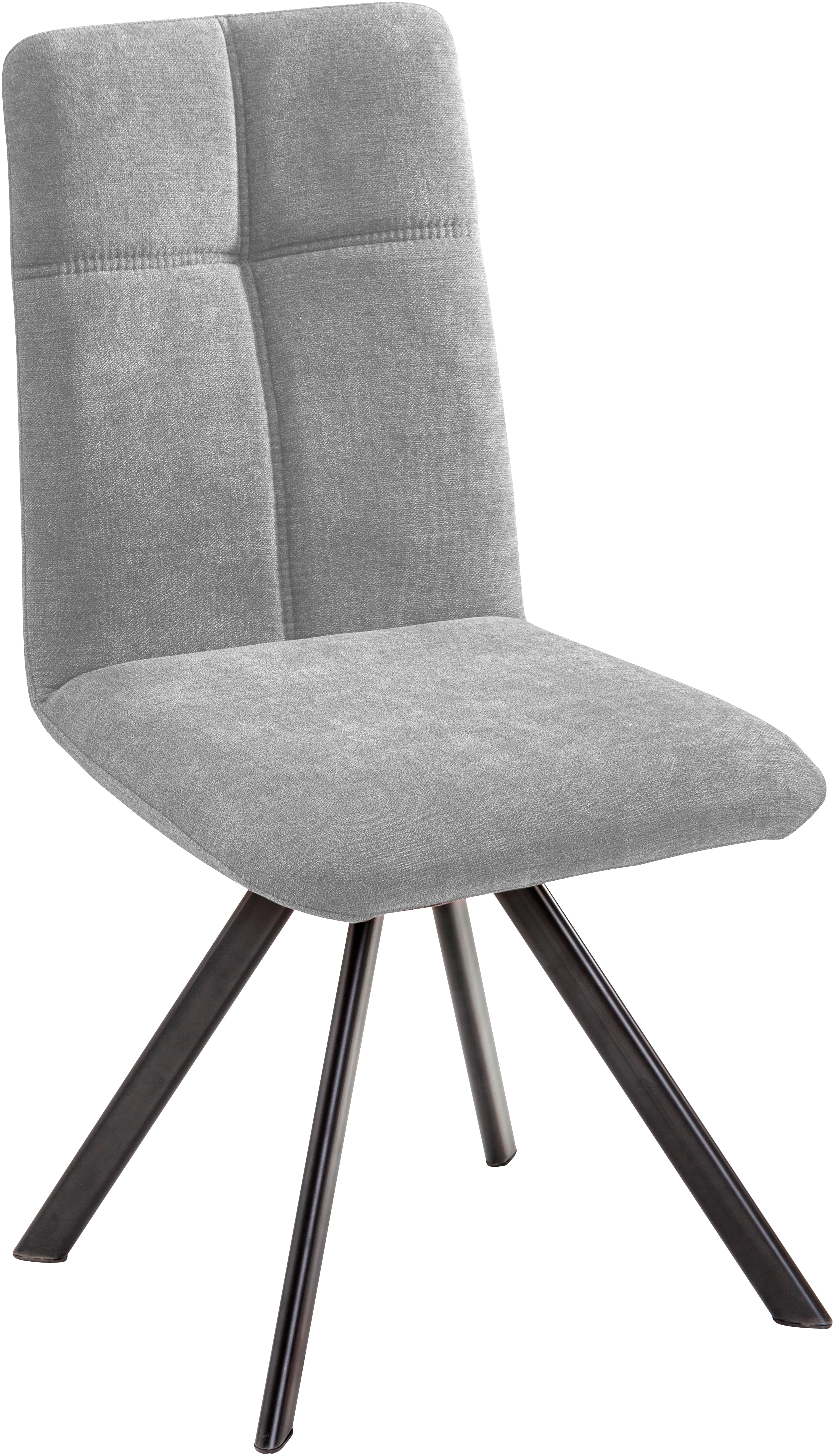 4-Fußstuhl MASSIVLINE & MORE "Kristin, Stuhl, Esszimmerstuhl, Küchenstuhl", grau (schwarz), B:47cm H:92cm T:60cm, Polyester, Stühle, Gestell Metall schwarz