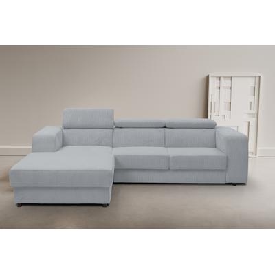 Ecksofa WERK2 "Cherry, modernes Sofa mit Komfortfunktionen, Breite 270cm, L-Form", grau, B:270cm H:76cm T:192cm, 90% Polyester, 10% Nylon, Sofas, bequem, mit verstellbaren Kopfteilen, Schlaffunktion und Bettkasten Image