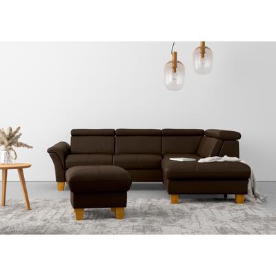 Ecksofa HOME AFFAIRE "Lindgren L-Form", braun (mocca), B:249cm H:84cm T:217cm, 100% Polyester, Sofas, wahlweise mit TV-Funktion, Stauraum und Kopfteilverstellung Image