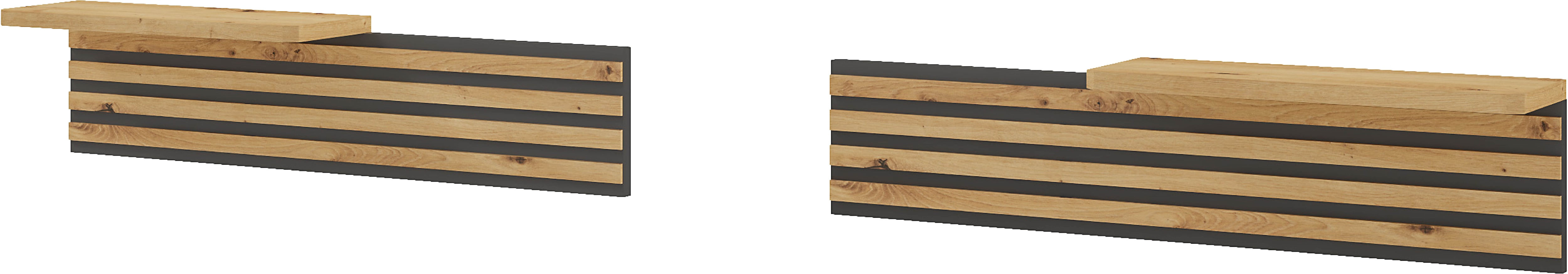 Aufsatzpaneel MUSTERRING "Isabelle", braun (bianco, eiche, nachbildung), B:90cm H:22cm T:18cm, Holzwerkstoff, Möbelaufsätze, 2er-Set, für Nachtschrank der Serie Isabelle, Lamellen in Bianco-Eiche