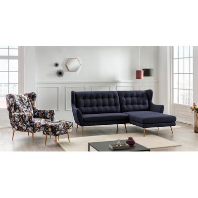Ecksofa LEONIQUE "Henry Louanne, L-Form", blau (moonlight ocean), B:250cm H:107cm T:173cm, Sofas, wahlweise mit Messingfüßen Image