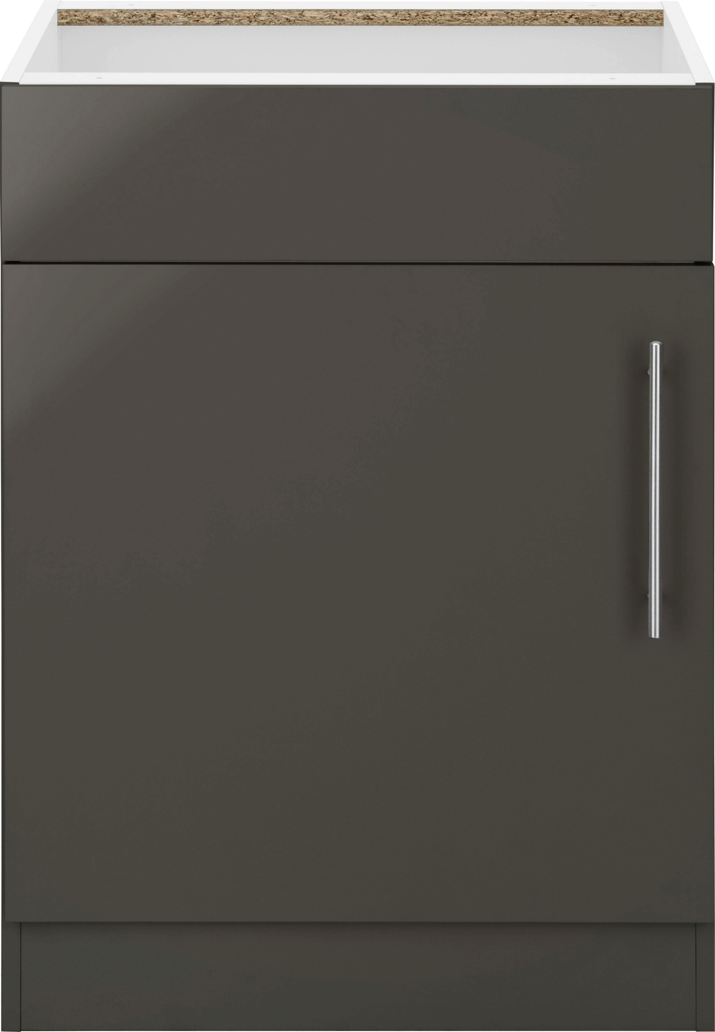 Spülenschrank WIHO KÜCHEN "Cali", schwarz (front: anthrazit glanz, korpus: anthrazit matt), B:60cm H:82cm T:57cm, Schränke, 60 cm breit, ohne Arbeitsplatte Image