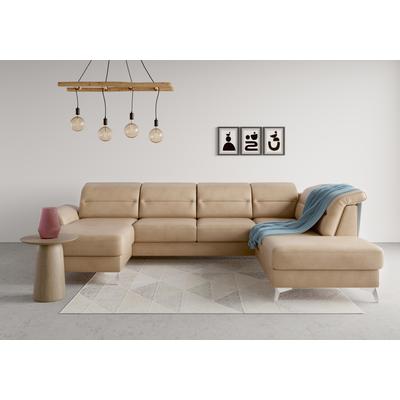 Wohnlandschaft SIT & MORE "Sinatra U-Form", braun (macchiato), B:326cm H:85cm T:220cm, 100% Polyester, Sofas, optional mit Kopfteilverstellung und Armteilfunktion etc. Image