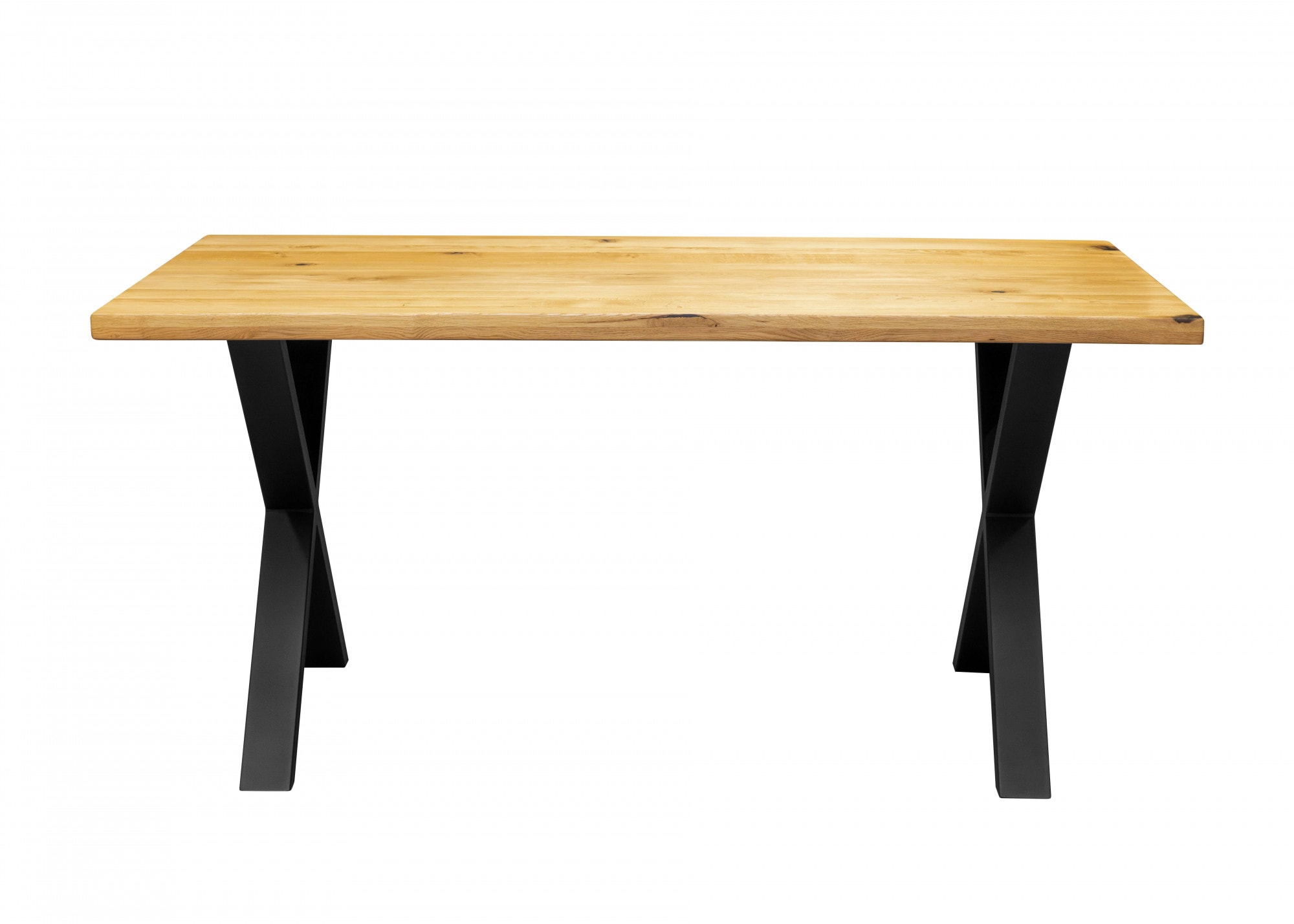 Esstisch HOME AFFAIRE "Model 1", braun (eiche natur, schwarz, natur), B:160cm H:76cm T:90cm, Tische, Esstisch, Eiche Massivholz und pulverbeschichtete Metallbeine