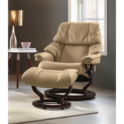 Fußhocker STRESSLESS "Reno", beige (sand paloma), B:55cm H:40cm T:41cm, Leder BATICK: BATICK ist ein leicht korrigiertes, durchgefärbtes und genarbtes Möbelleder, bei dem die meisten Unebenheiten und Spuren in der Regel entfernt wurden., Leder... Image