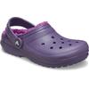 Clog CROCS "Classic Lined Clog", Kinder, Gr. 25, nightshade, Basic, Schuhe, Kindergartenschuh, Hausschuh mit kuscheligem Futter
