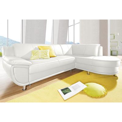 Ecksofa TRENDMANUFAKTUR "Rondo, zeitlos und elegant, OTTOs Choice, bequem, L-Form", weiß (altweiß), B:265cm H:85cm T:190cm, Softlux-Kunstleder, Primabelle-Microfaser, NaturLeder (handschuhweiches Rindsleder in Sitz und Rücken mit SOFTLUX-Kunstleder... Image