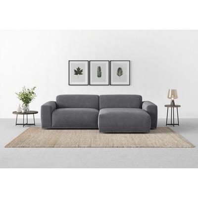 Ecksofa TRENDMANUFAKTUR "Braga, mit hochwertigem Kaltschaum, L-Form, in Cord erhältlich", grau (dunkelgrau), B:255cm H:72cm T:160cm, 92% Polyester, 8% Nylon, Sofas, modernes Sofa, Couch mit hohem Sitzkomfort, 255/72/160 cm (B/H/T) Image