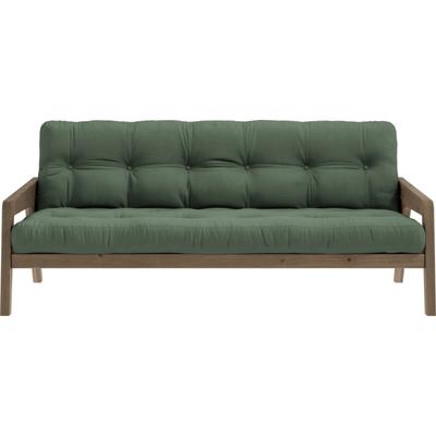 Schlafsofa KARUP DESIGN, grün (olivgrün), B:204cm H:40cm T:90cm, 81% Baumwolle + 20% polyester, Sofas, Mit Holzstruktur, inkl. Futonmatratze, Liegefläche 130x190 cm Image